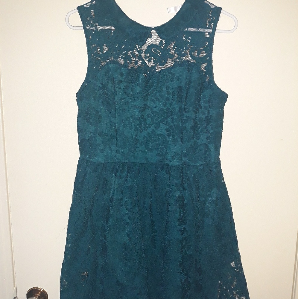 Teal lace dress